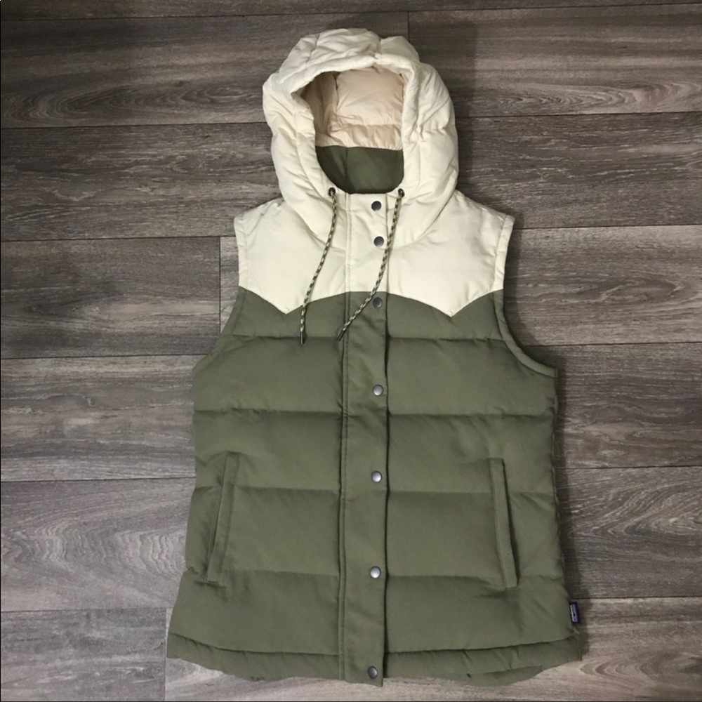 Patagonia bivy dow vest green beige